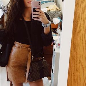 BCBG Brown Leather Skirt